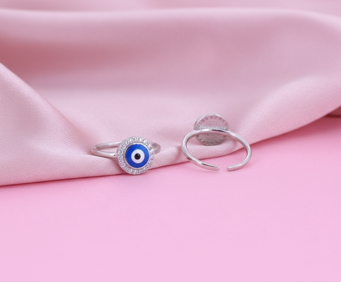 Aqua glimmering guardian toe rings